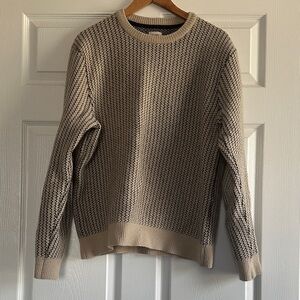 Men's Beige and Black Patterned Crewneck Sweater - 8
80% lambswool